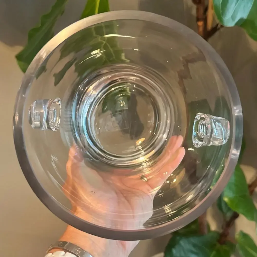 Vintage 2000s Vera Wang Glass Ice Bucket with Scroll Handles, Vase, Wine Chiller